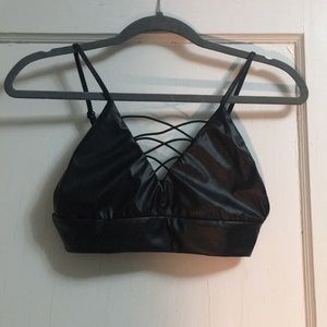Faux leather bralette